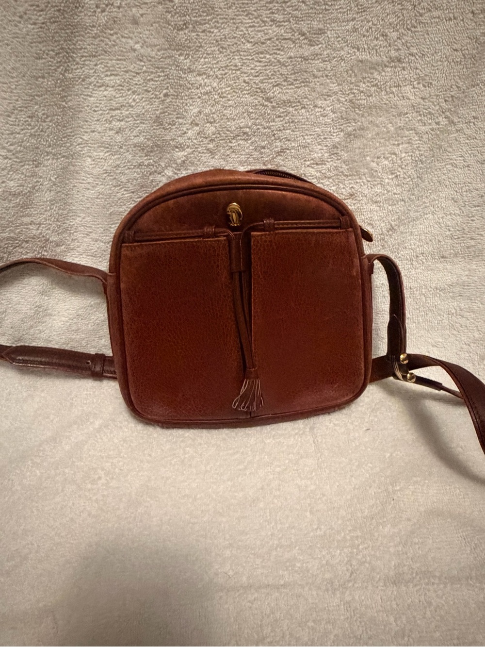 Cartier Brown Leather Messenger Crossbody with Tassel